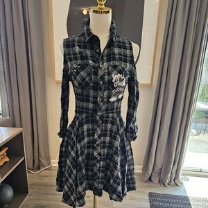 Sold Killstar Black Plaid Asymmetrical Dress S